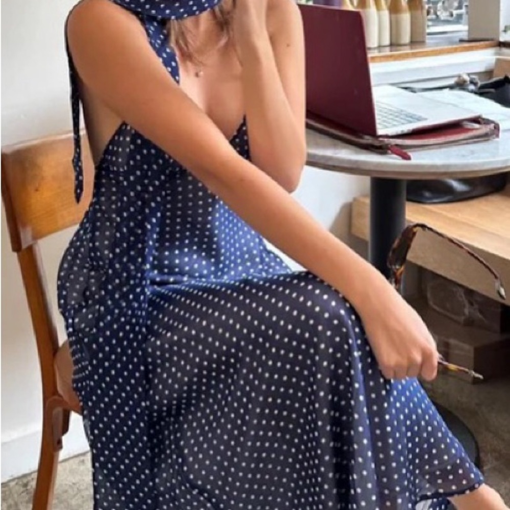 Enduring Kairos Blue Polka Dot Dress